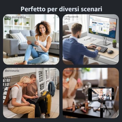 Ethernet Splitter 2.5G 1 to 4 with PoE Input, High Speed 2.5G RJ45 Internet Splitter with Aluminium Shell, VLAN Port Isolation, PoE/USB-C Powered, USB-C Cable Included, Network Splitter