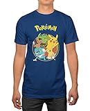 Pokemon Pikachu and Crew Mens Heather Blue T-shirt