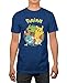 Pokemon Pikachu and Crew Mens Heather Blue T-shirt