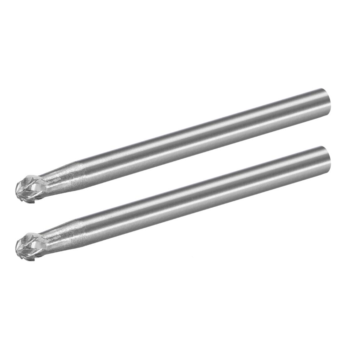 sourcing map Tungsten Carbide Rotary Files 1/8" Shank, Double Cut Ball Shape Rotary Tool 3mm Dia, for Die Grinder Drill Bit Wood Soft Metal Carving Polishing Model Engineering, 2pcs