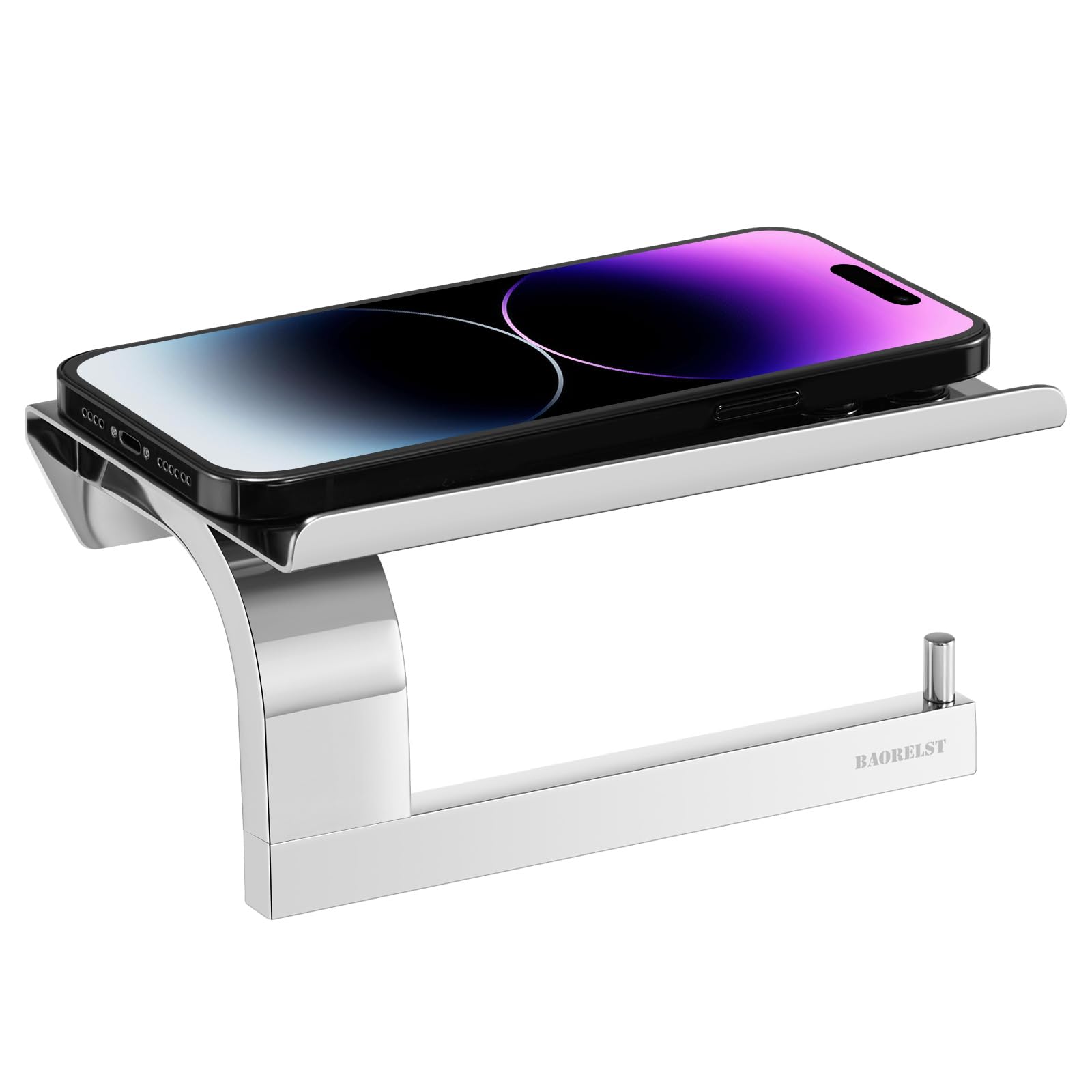 BAORELST Chrome Toilet Roll Holder Premium 304 Stainless Steel Rustproof Wall Mounted Toilet Paper Holder with Shelf for Bathroom