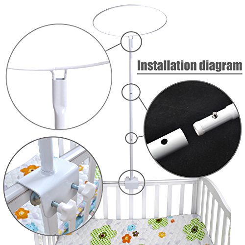 Adjustable Mosquito Net Stand Holder for Baby Crib Cot Bed Clip-On Bracket