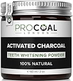 Activated Charcoal Teeth Whitener by PROCOAL - Fast-acting Charcoal Teeth Whitening Toothpaste Powder - 60g