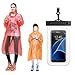 MECOC Rain Ponchos 6, 8 Pack for Adults&Child Family Combo with Cellphone Waterproof Case,Assorted Colors, Hood and Full Sleeves, One Size Fits All