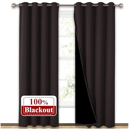 Nicetown Heat Blocking 100 Blackout Curtains Durable Black Lined
