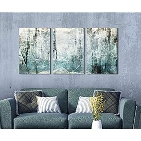 3 Panel Canvas Wall Art - Abstract Grunge Color Compositon - Giclee Print Gallery Wrap Modern Home Art Ready to Hang - 24" x 16" x 3