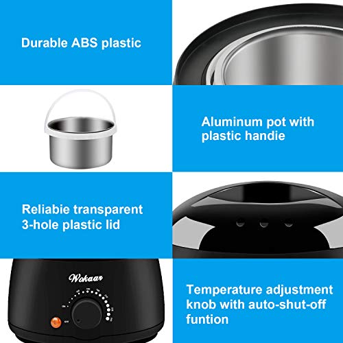 Wax Warmer Kit Hair Removal Waxing Kit, Hard Wax (3.5oz x4) +Pre/After Treatment Lotions +Wax Applicator(10 Large &10 Small) +3 Disposable Plastic Pots - Thumbnail 2