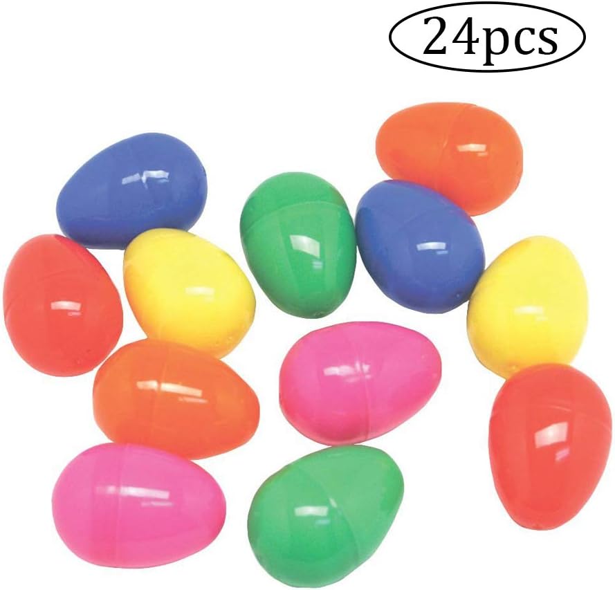 CDKJ 24 Plastic Easter Egg Packs Colorful Easter Supplies