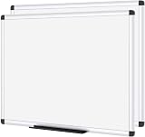 VIZ-PRO Magnetic Whiteboard 90 x 60 cm 2 Pack with Tray Silver Frame