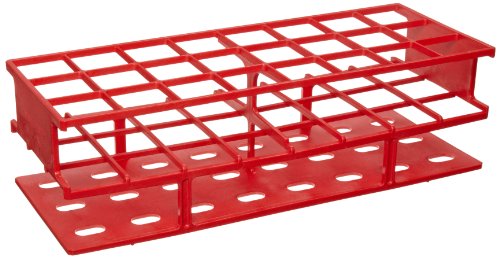 Nalgene 5970-0530 Acetal Plastic Unwire Test Tube Rack for 30mm Test Tubes, Red