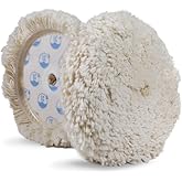 Lake Country 7.5” Marine Wool Buffing Pad – Flat Medium Cut Pad for Boats & RVs – Natural/Synthetic Wool Blend – Hook & Loop Attachment for 6” Backing Plate