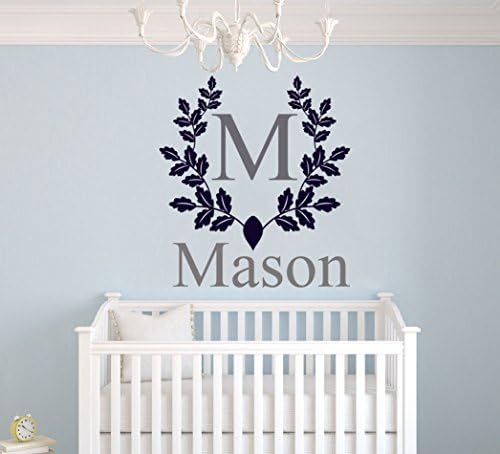 Custom Name & Initial - Baby Boy - Wall Decal Nursery For Home Bedroom Children(MM22) (Wide 42"x37 " Height)