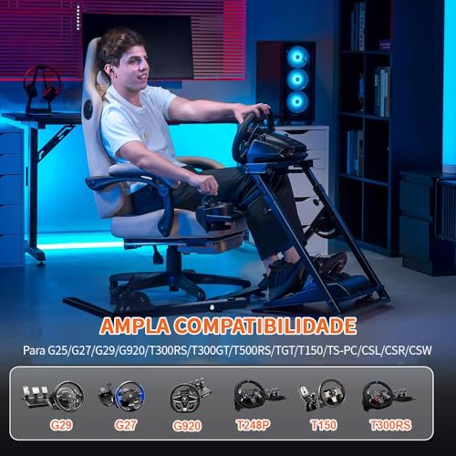 Suporte de Volante de Corrida Cockpit, Compatível com G25/G27/G29/G920/T300RS/T300GT/T500RS/TGT/T150/TS-PC/CSL/CSR/CSW