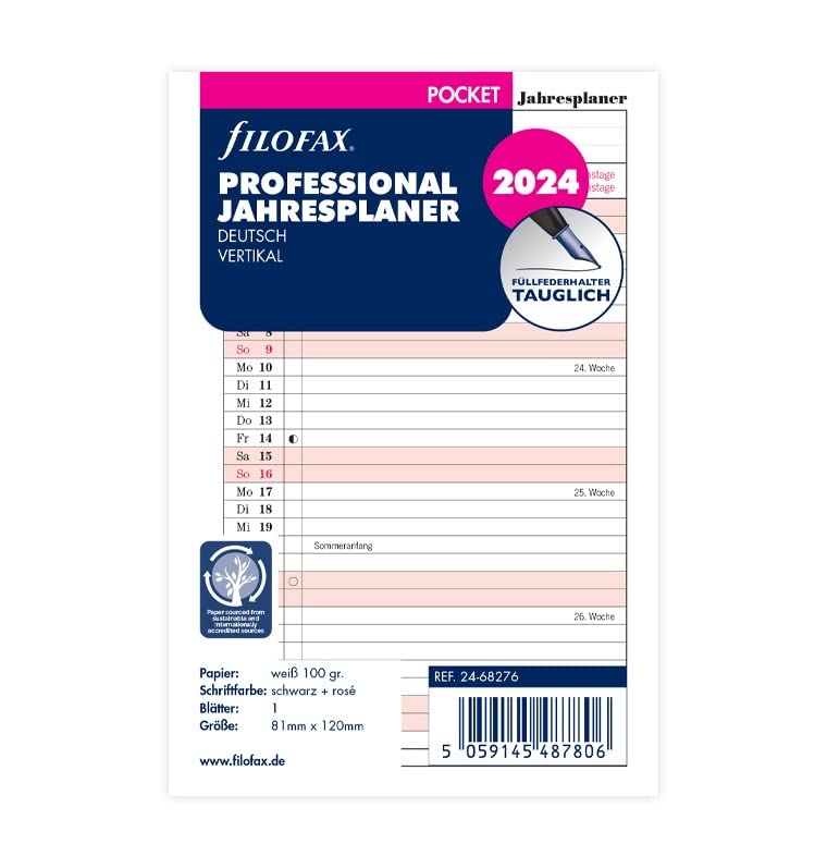 Filofax Pocket Professional Year Planner (German) 2024
