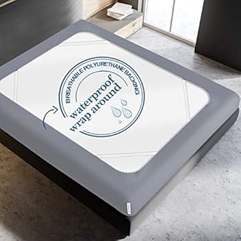 High Profile Box Spring Cover Queen Size, Waterproof, For 9 To 18 Inches Mattress Foundation, Wrap Around Elastic Bed Skirt, Wrinkle Resistant, Dustproof