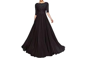 nuosife Mother of The Bride Dresses for Wedding 1/2 Sleeves Formal Party Dresses Long Chiffon Wedding Guest Dress