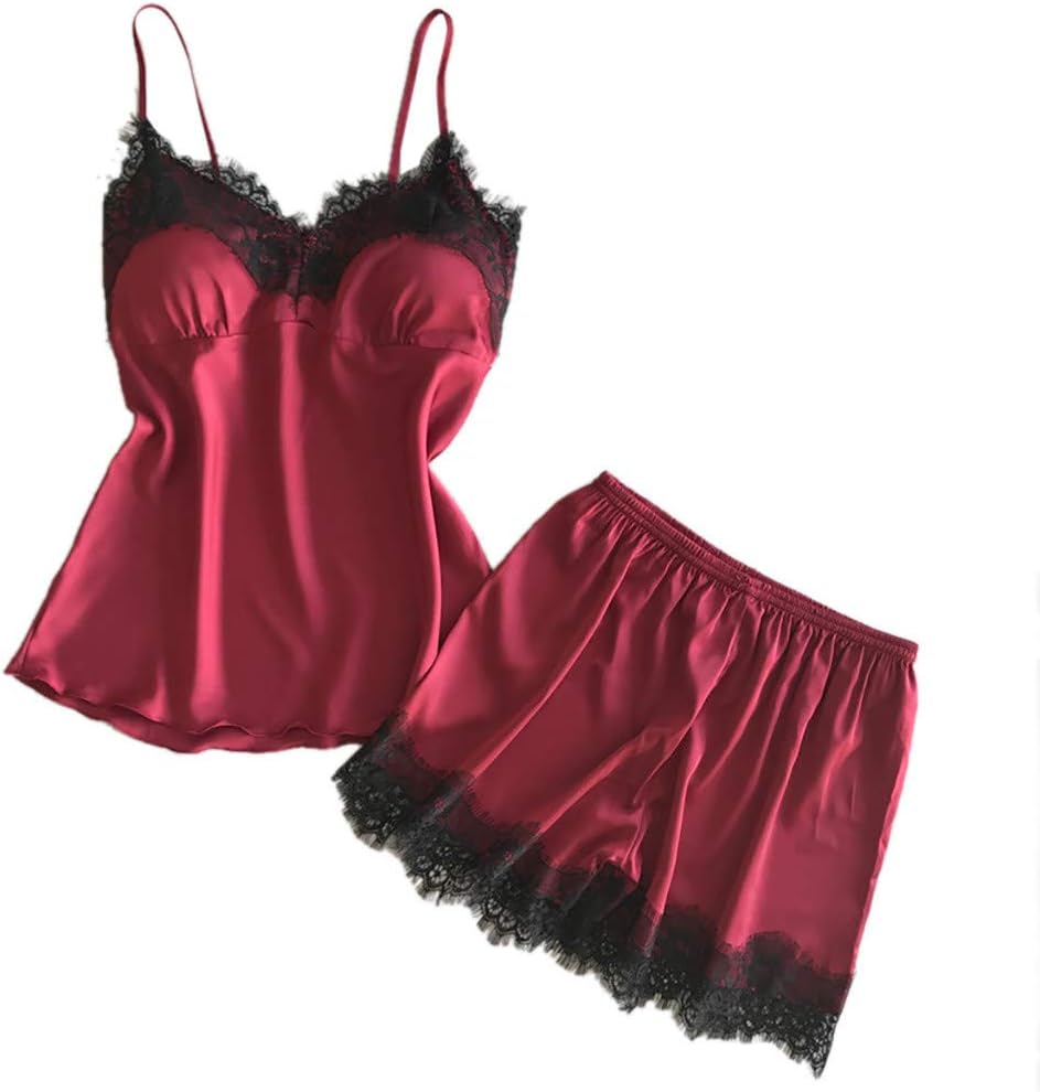 YCQUE Women's Explosive Sling Lace Sleepwear Bow Nightdress Underwear Pajamas Set