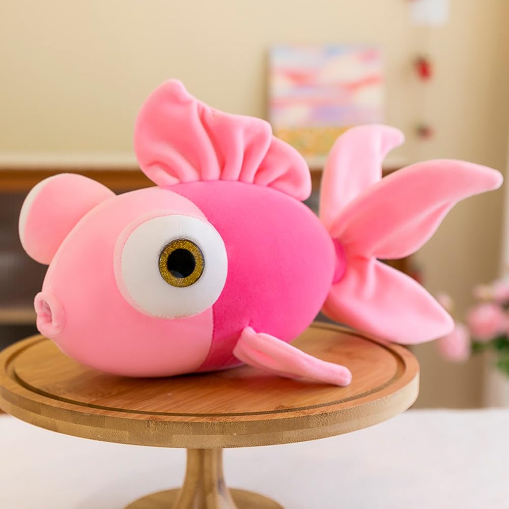 NatureMan 35cm Goldfish Stuffed Animal Toy Cute Soft Fish PlushPillow for Home Ddecoration Kids Pillow Gift (Pink)