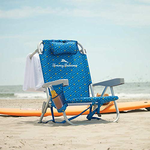 2 Tommy Bahama Backpack Beach Chairs / Blue Beachfront Decor