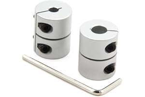 Zeberoxyz 2PCS Shaft Coupling 5mm to 8mm Aluminum Alloy Joint 25mm Length 20mm Diameter Stepper Motor Connector Rigid Coupler for 3D Printer CNC Machine DIY Model (5x8mm