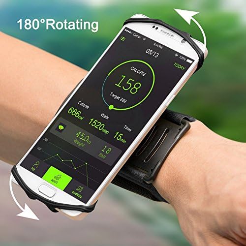 iPhone 7 Plus/ 6S/ 6/ 5S Sports Armband, Orangeitech 180°Rotating Sports Armband Phone Holder For iPhone X/ 8/7 Plus/ 6S/ 6/ 5S Samsung S7 S6 edge/Galaxy S5 .(For 4” -5.5”)(Black)