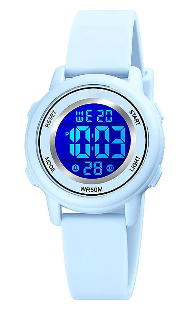 Womens Digital Watches LED Screen Silicone Strap Watch Military Multifunction Waterproof Alarm Stopwatch LED Backlight Outdoor Sports Watch, B Blue, Fashion, Sport, Digital — image 1
