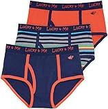 Lucas Boys Briefs, Organic Cotton Underwear, Tagless, Orange & Navy, 3-Pack