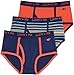 Lucas Boys Briefs, Organic Cotton Underwear, Tagless, Orange & Navy, 3-Pack