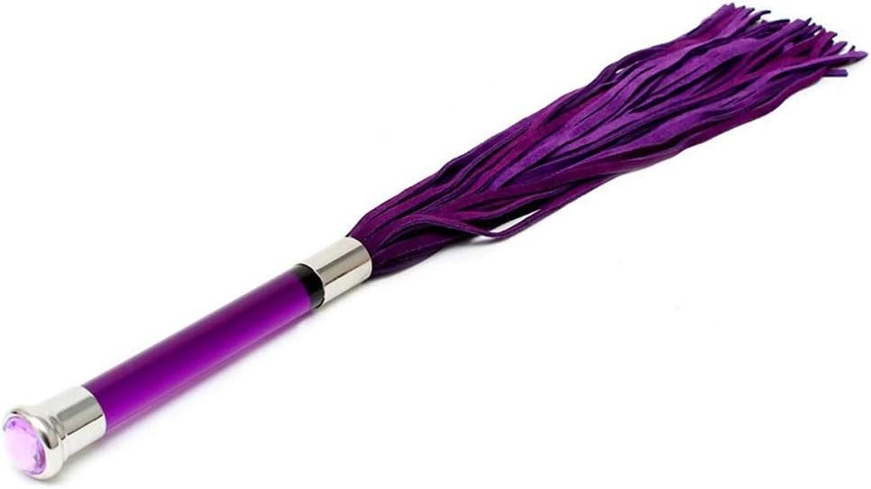 Rimba Purple Suede Flogger with Glass Handle and Crystal - Image 4