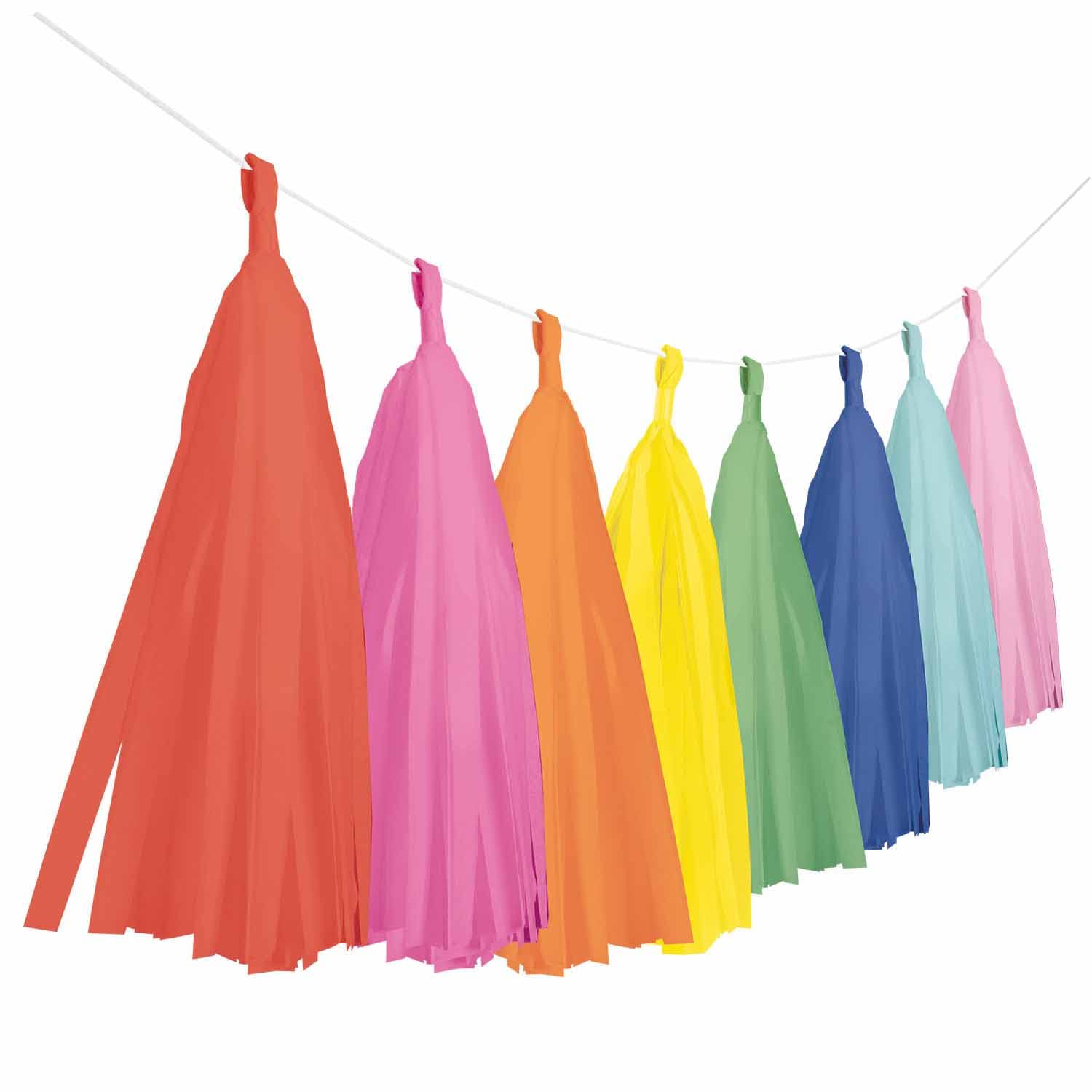 Amscan 9912367 - Hooray! Birthday Party Rainbow Tassel Paper Garland Decoration - 6m