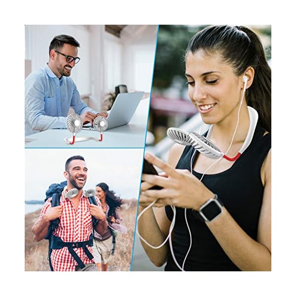 Wearable-Neck-Fan-Handsfree-Mini-USB-Fan-Rechargeable-Portable-Personal-Fan-Desk-Fan-Necklace-Fan-with-Dual-Wind-Head-3-Speeds-LED-Light-for-Traveling-Sport-Outdoor-Camping-Office-Room-White Wearable Neck Fan, Handsfree Mini USB Fan Rechargeable Portable Personal Fan, Desk Fan, Necklace Fan with Dual Wind Head…