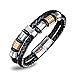 ANUIMOAR Mens Leather Bracelet Stainless Buckle Multi-layer Braided Wrist Cuff Fashion Bangle 8.67inch Gold
