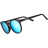 goodr Midnight Ramble at Circle Bar Polarized Round Sunglasses, Small Sized (Circle G), Black Solid Frame with Blue Mirrored Reflective Lenses, UV400 Protection, No Slip, No Bounce