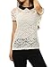 Allegra K Women's Contrast Peter Pan Collar See Through Lace Top White L