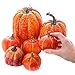 Factory Direct Craft Artificial Pumpkins for Crafts-(7 Pieces) in Classic Orange Colors Pumpkins and Gourds Come in Assorted Sizes for Autumn and Fall Halloween Displays and Decoration