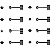 FOSIR 8 Pairs Tiny Flat Back Earrings for Women Men 14K Gold Plated Surgical Stainless Steel Stud Earrings Hypoallergenic Cubic Zirconia Studs Cartilage Earrings 2mm 3mm 4mm