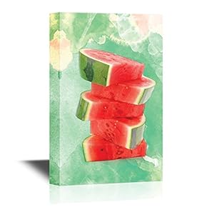 Sliced Watermelon Watercolor - Canvas Wall Art - Gallery Wrap Modern Home Art | Ready to Hang - 12x18 inches
