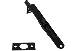 QCAA Solid Brass Flush Bolt, 6", Solid Brass, Round, Matte Black, Made in Taiwan, 1 Pack