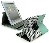 iPad 2 3 4 Case, Bastex 360 Rotating Magnetic Synthetic Leather stand Case Smart Cover For Apple New iPad 4th Generation (Wake/sleep Function) Apple iPad 2, iPad 3(the new iPad) - Teal/Chevron