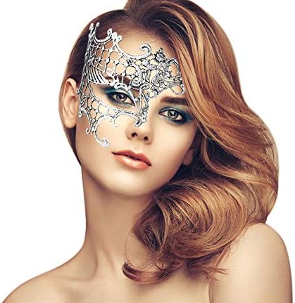 duoduodesign Exquisite Lace Masquerade Mask (Silver/Half/Soft)
