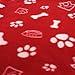 bogo Brands 30x21 Inch Dog/Cat Fleece Blanket - Bone and Paw Print Assorted Color Pet Blankets (Red)