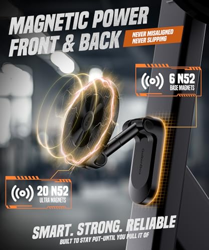 GOLBINBOX All Metal Dual Magnetic Gym Phone Holder for MagSafe, Black | 360°Adjustable, Fit for iPhone/Android, Tri-Axis Phone Mount,Gym Accessories for Bodybuilder Men Women Workout Recording