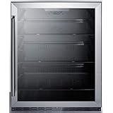 Summit Appliance AL57G Commercial 24" Wide 5.0 Cu.Ft. Built-in Undercounter ADA Compliant Beverage Center with Glass Door, Bl