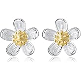Reffeer Solid 925 Sterling Silver Daisy Stud Earrings for Women Girls Small Flower Stud Earrings