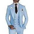 Wangyue Men's 3 Piece Slim Fit Suit Double Breasted Suit Men Formal Suit for Wedding Prom Dinner Party