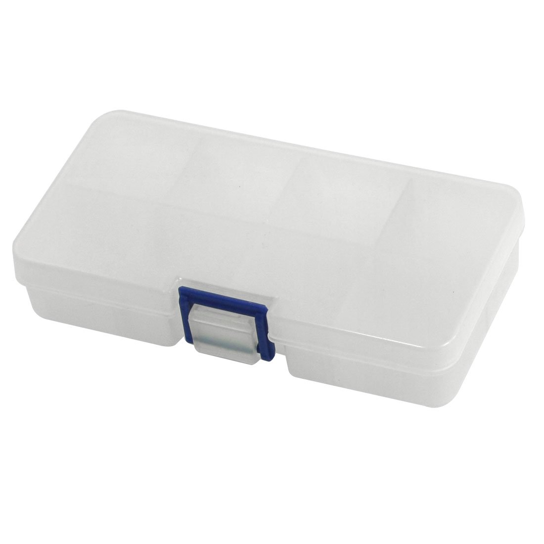 Sourcingmap Clear White 8 Slots Components Mini Storage Box 140mm x 75mm x 28mm