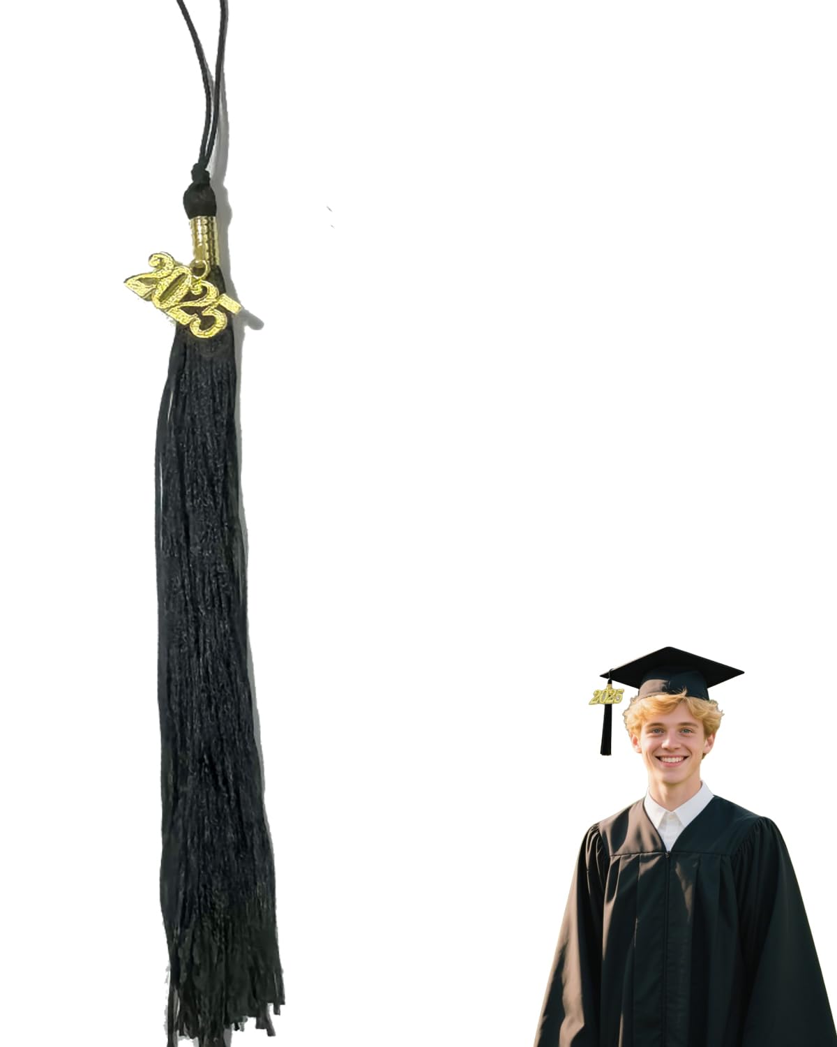 Photo 1 of ***** BUNLDE OF 5***** NXRACSH 2025 Tassel Graduation, 16.14 inch for Graduation Cap with 2025 Charm,Black Class of 2025 for Hat Decorations Gifts