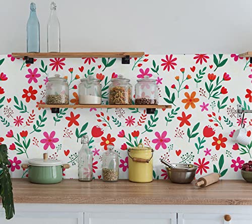 Ismoon Floral Peel and Stick Wallpaper Leaf Contact Paper 15.7\