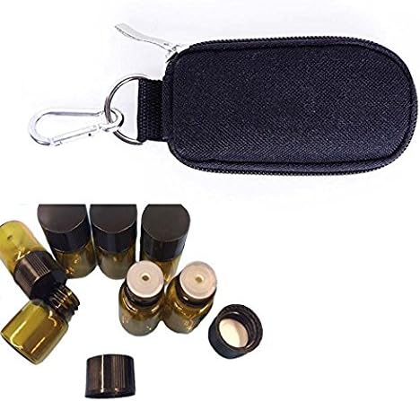 Keychain Essential Oil Carrying Case Holds 10 Bottles 2ml&amp;3ml with (10) 2ml Drams (Vials) Sample