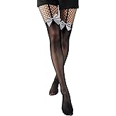 ShawGobow Bow Tights,Goth Fishnets Mock Thigh High Stockings,Sexy Costume Halloween Holiday Fits 0-16